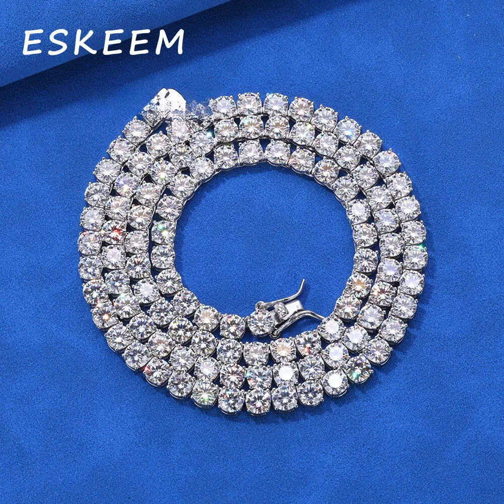 Lab Dia Tennis Chain Sier Gold Plated Iced Out 5mm VVS Moissanite Necklace Women Men Unisex Jewelry Gift