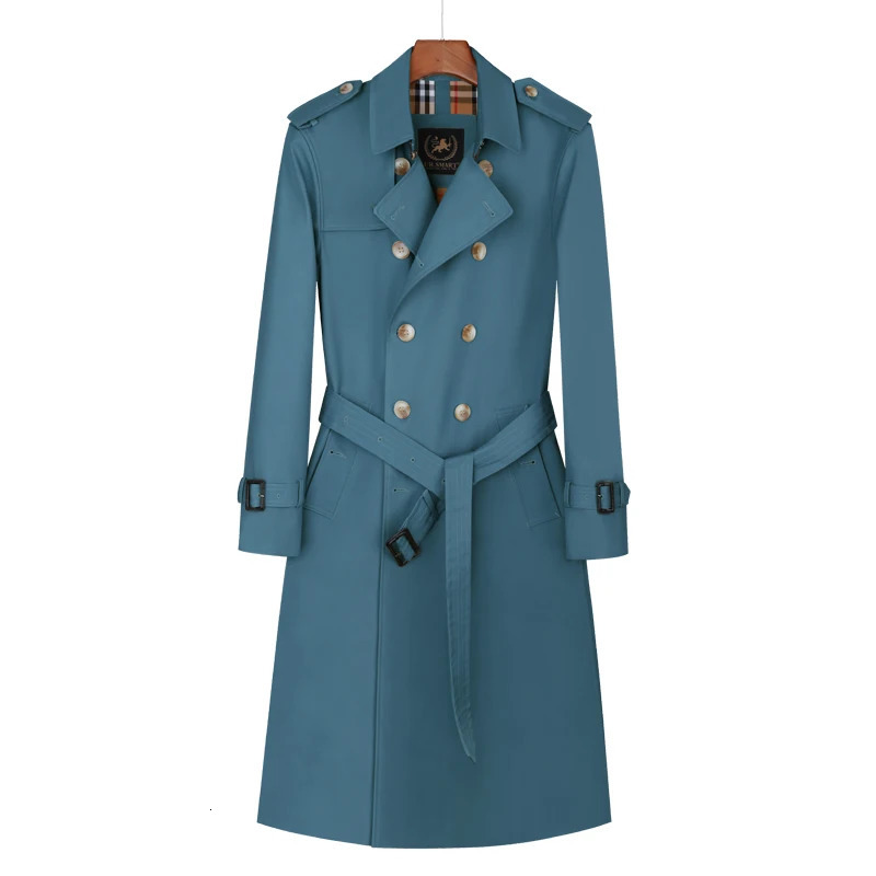 mens trench coat long knee length double breasted khaki English style thickened down liner windproof pure cotton jacket windbr 250801