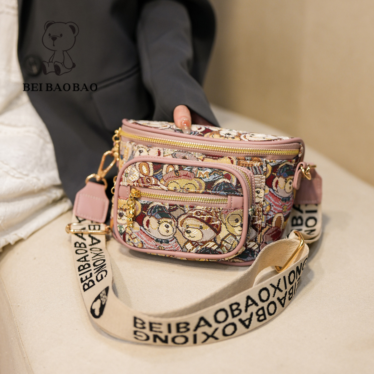 Women's 2025 Summer New Canvas Bear Crossbody Casual Shoulder Chest Bag ddmymoon