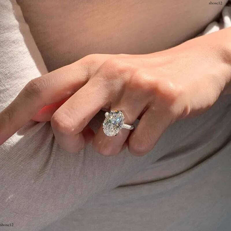 5 6 7 8 9 10 Carat Au585 14K White Gold Oval shape moissanite Dias Women Wedding Party Engagement Ring Classic Trendy