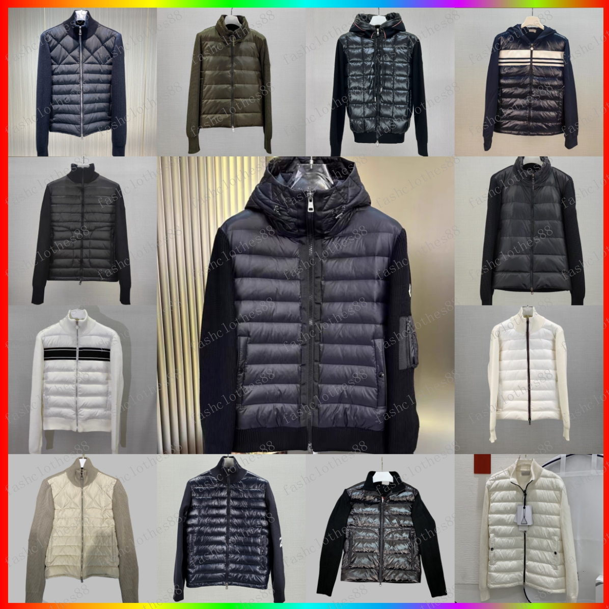 Designer Mens Down Parkas Men's Embroidered Badge Stand Collar Knitted Splice Sweater Lightweight Women Down Jacket Sweater Casual Jacket Fluffy Coat Sweater