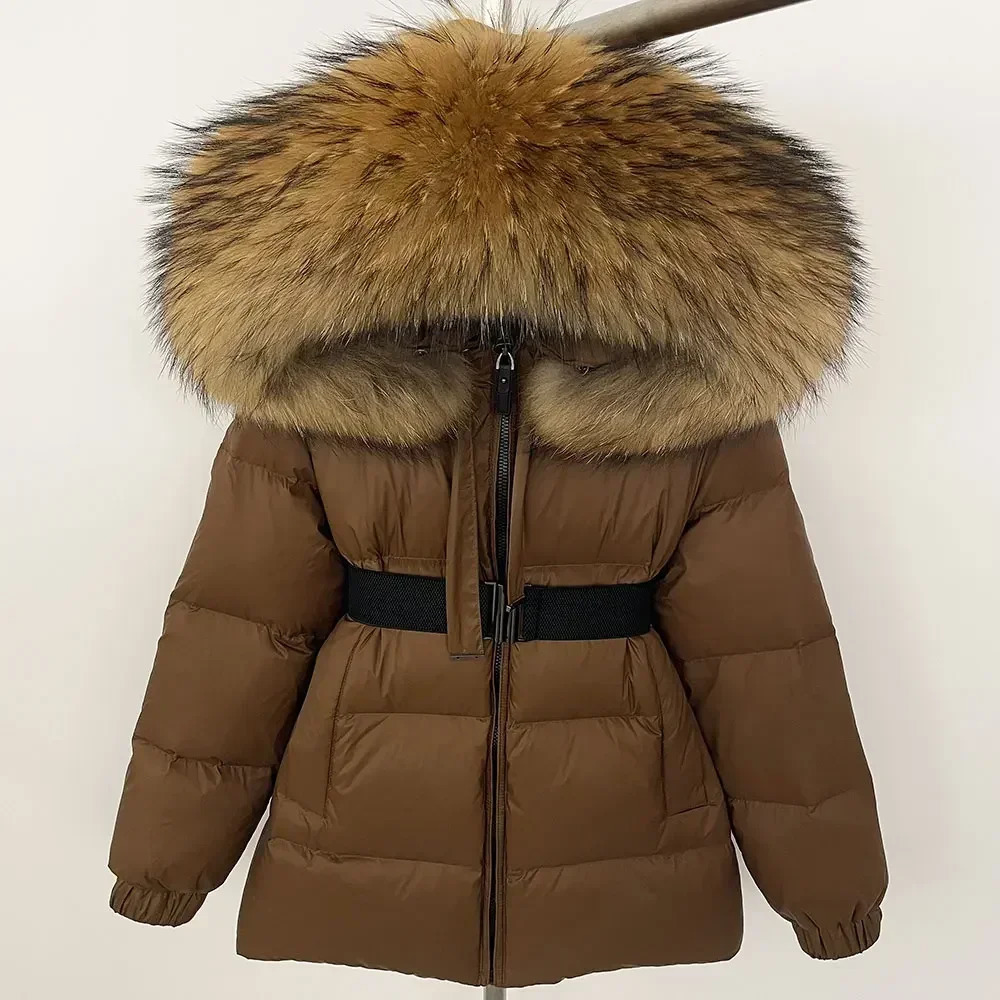 90% Duck Down Coat Female Winter Short Hooded Feather Parkas Waterproof Huge Puffer Jacket Women Raccoon Fur Jacket 250804