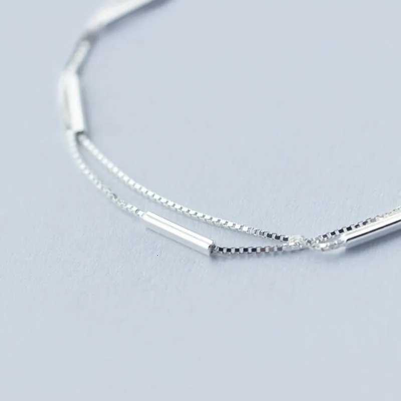 Personality New Art 925 Sterling Silver Jewelry Female Simple Bar Round Stick Double High-Quality Popular Bracelet SL003 Z250807