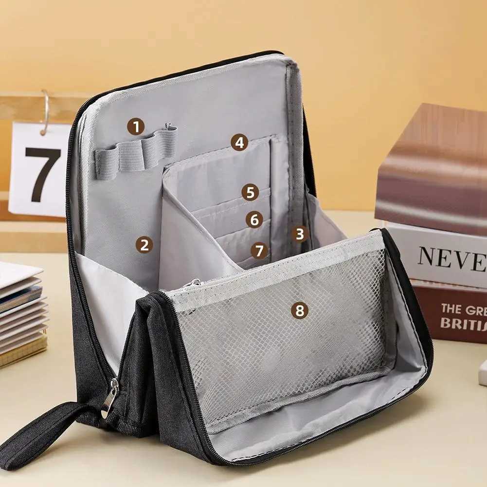 Travel Portable Large Capacity Double Opening Cosmetic Bag Mens Toiletry Storage Bag Multi Layer Stationery Bag Y250808