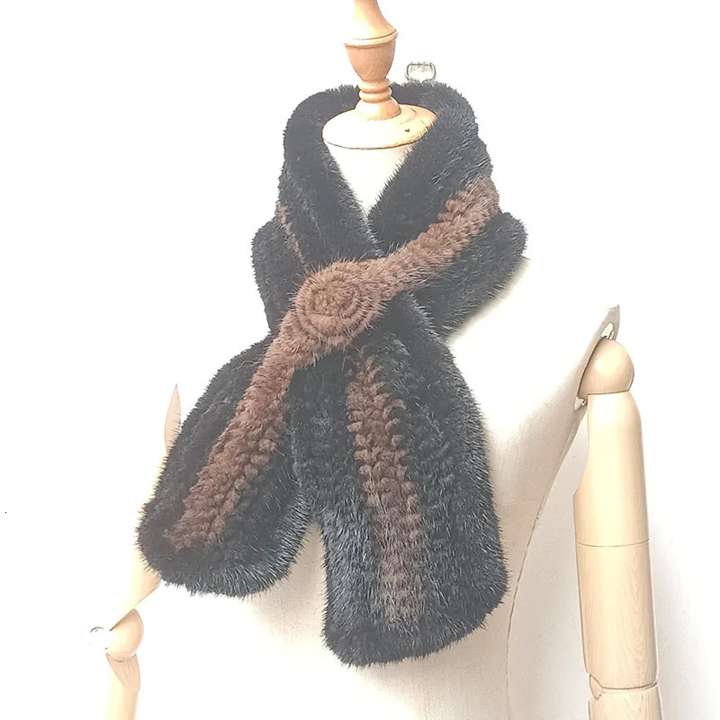 Winter Women Knitted Real Mink Fur Scarf Wholesale Fashion Thick Warm Female Genuine Mink Fur Scarves 250807