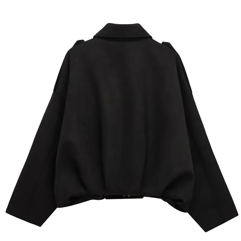 TRAF Spring Women Jacket Suede Zipper Bomber Outerwears Loose Fashion Vintage Black Green Coat Casual Streetwear 250805