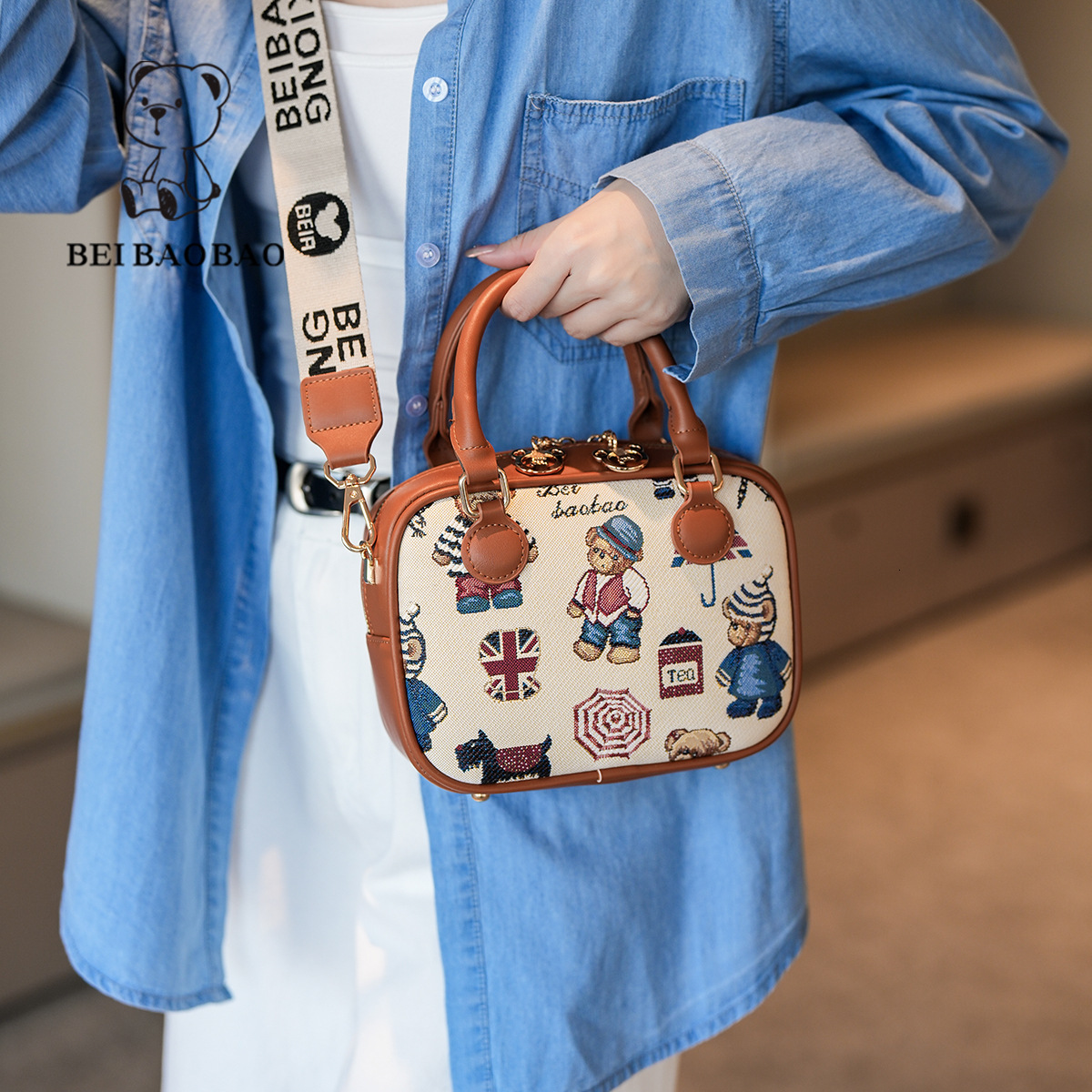 New Cute Ins Cartoon Bear Niche Design Trendy Shoulder Crossbody Bag ddmymoon