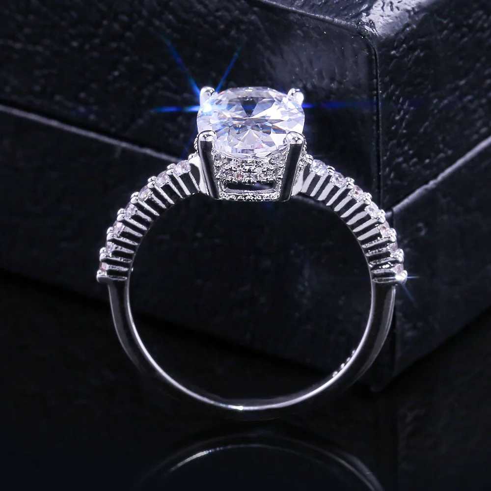 925 Sterling Silver AAA Oval Cubic Zircon Rings for Women Promise Love Round Moissanite Wedding Jewelry Y250808