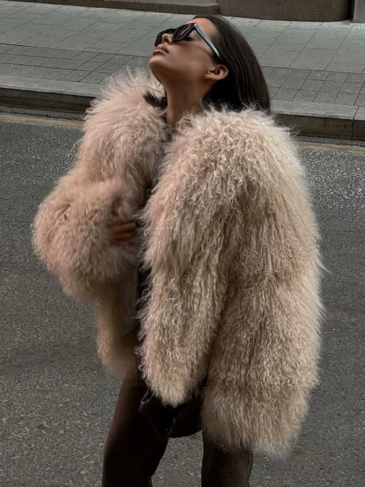 In Winter Fluffy Faux Fur Coats For Women Elegant Long Sleeve Warm Jackets Female Street Office Lady Chic Outerwear 250806