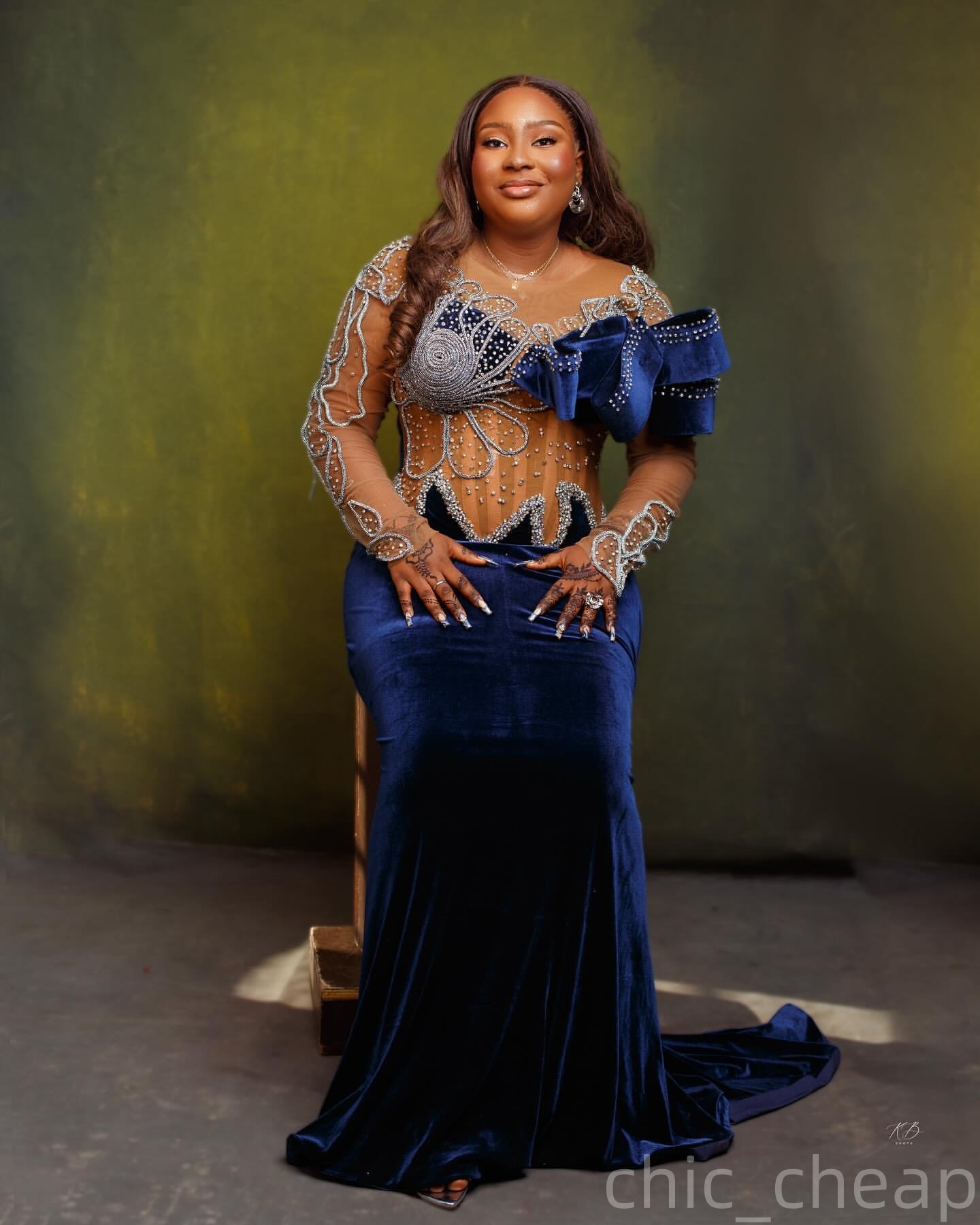 Mermaid Royal Blue Prom Dresses 2025 Crystals Velvet Illusion Evening Formal Party Second Birthday Engagement Gowns Plus Size Dress For Special Occasi