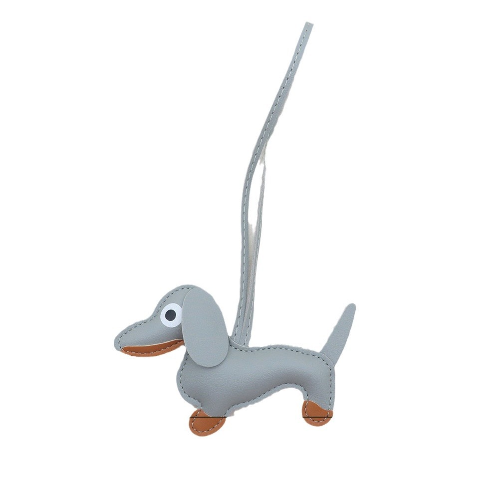 Animal Leather Bag Charms Dachshund Pendant Cartoon Leather Puppy Bag Pendant Mobile Phone Case Accessories Creative Car Accessories