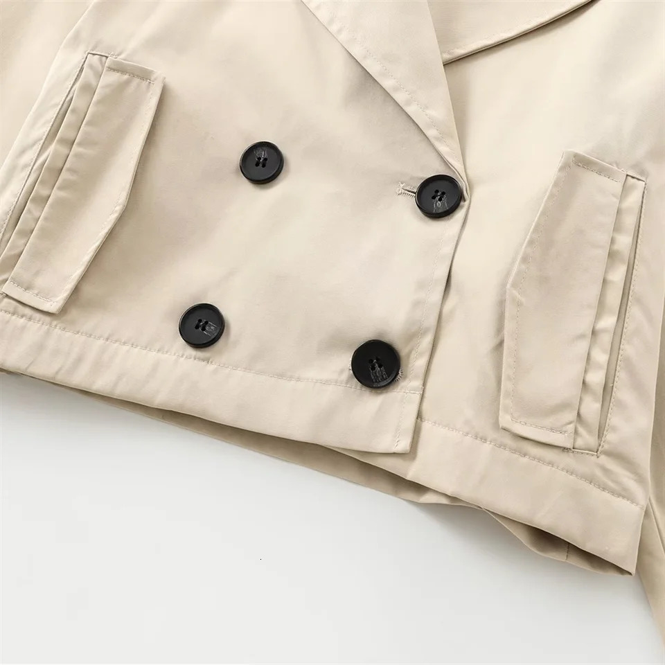 TRAF Autumn Product Womens Fashion Casual Suit Collar Windbreaker Style Long Sleeve Double breasted Jacket Short Coat 250728