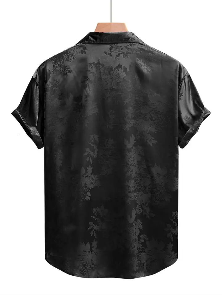 Mens Embroidered Shirt Short Sleeve Casual Summer Beach Button Down Shirts 250807