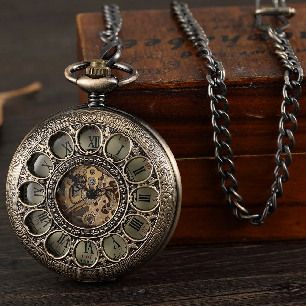 Lady Pocket Watch Skeleton Mechanical FOB VIntage Pocket Watch for Men montre de poche retro Steampunk 250807