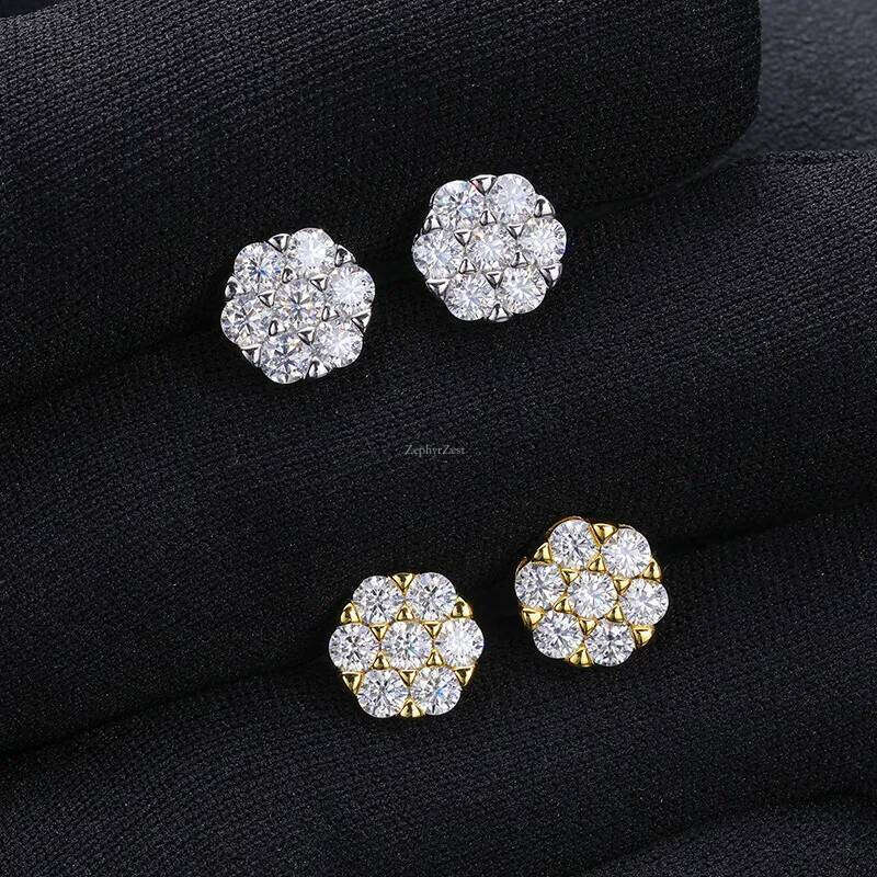 Stud Passed Test Men Women D Color 3mm Moissanite Sterling Sier Gold Plated Bling Dia Studs Earrings Nice Gift