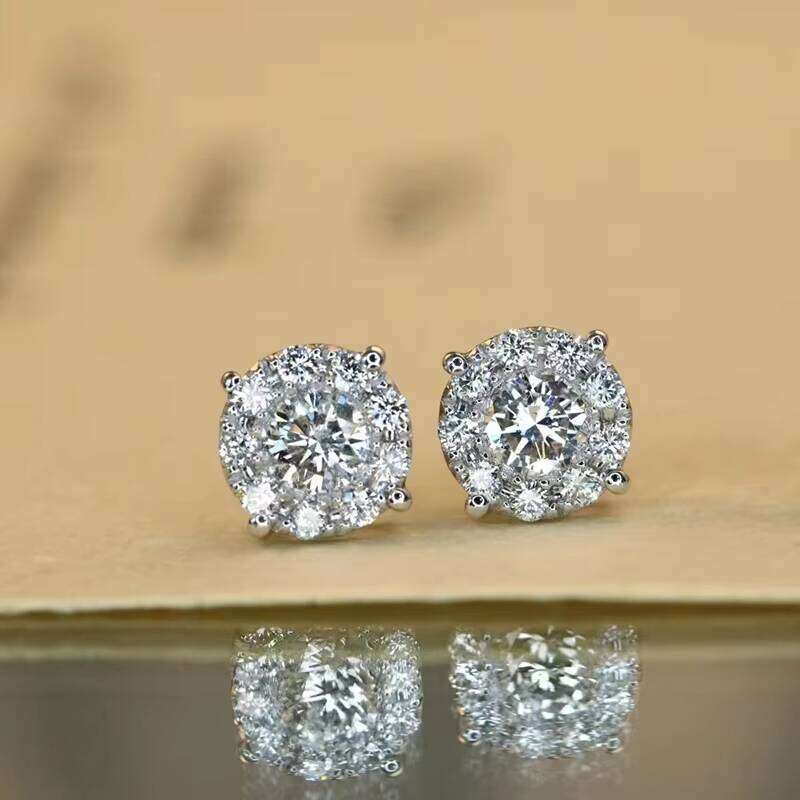 XINGGUANG Latest Gold Earring 4mm Main Stone D VVS Womens Custom Jewelry Moissanite Stud Earrings