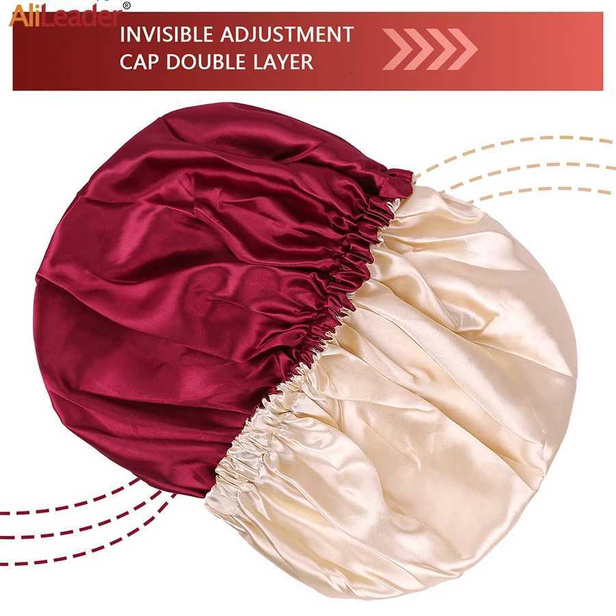 1Pcs Silk Bonnet Silk Sleep Cap Reversible Hair Bonnet for Curly Hair Adjustable Bonnets for Women Z250808