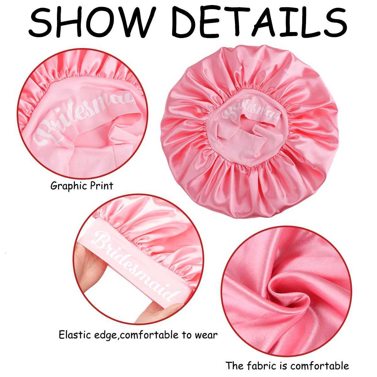 1pc Womens Solid Color Satin Wide-Brimmed Shower Cap Suitable for Daily Use Silk Bonnet Satin Bonnet Bridesmaid Hat Z250808