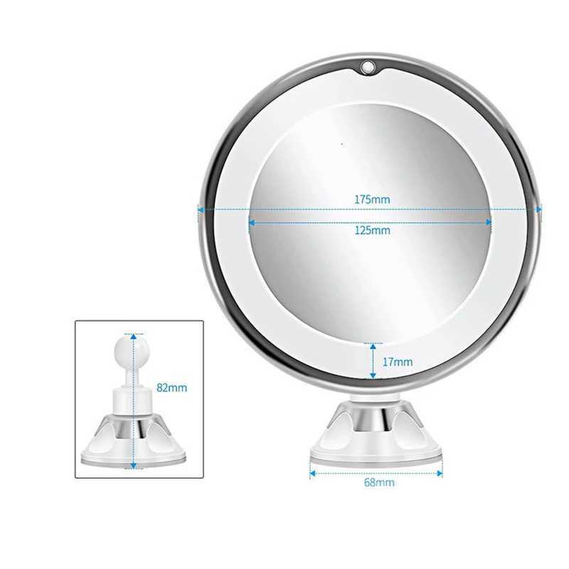 10X Magnification LED Fill Light Battery-Powered Suction Cup Base Foldable Makeup Mirror Desk Z250807