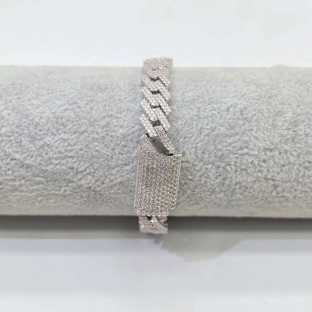 Wholesale Iced Out Jewelry Gra Certificate 7inch 8inch Hip Hop Mens Moissanite 10mm Sier Cuban Bracelet