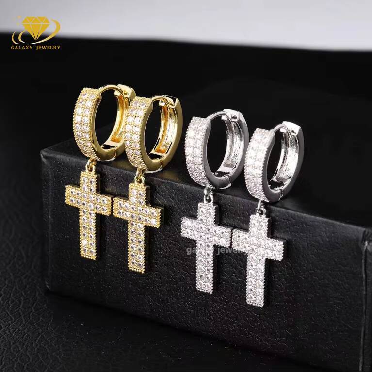 Bling Men Fine Body Jewelry Iced Out 925 Sterling Silver Vvs Diamond Moissanite Square Screw Back Stud Earrings