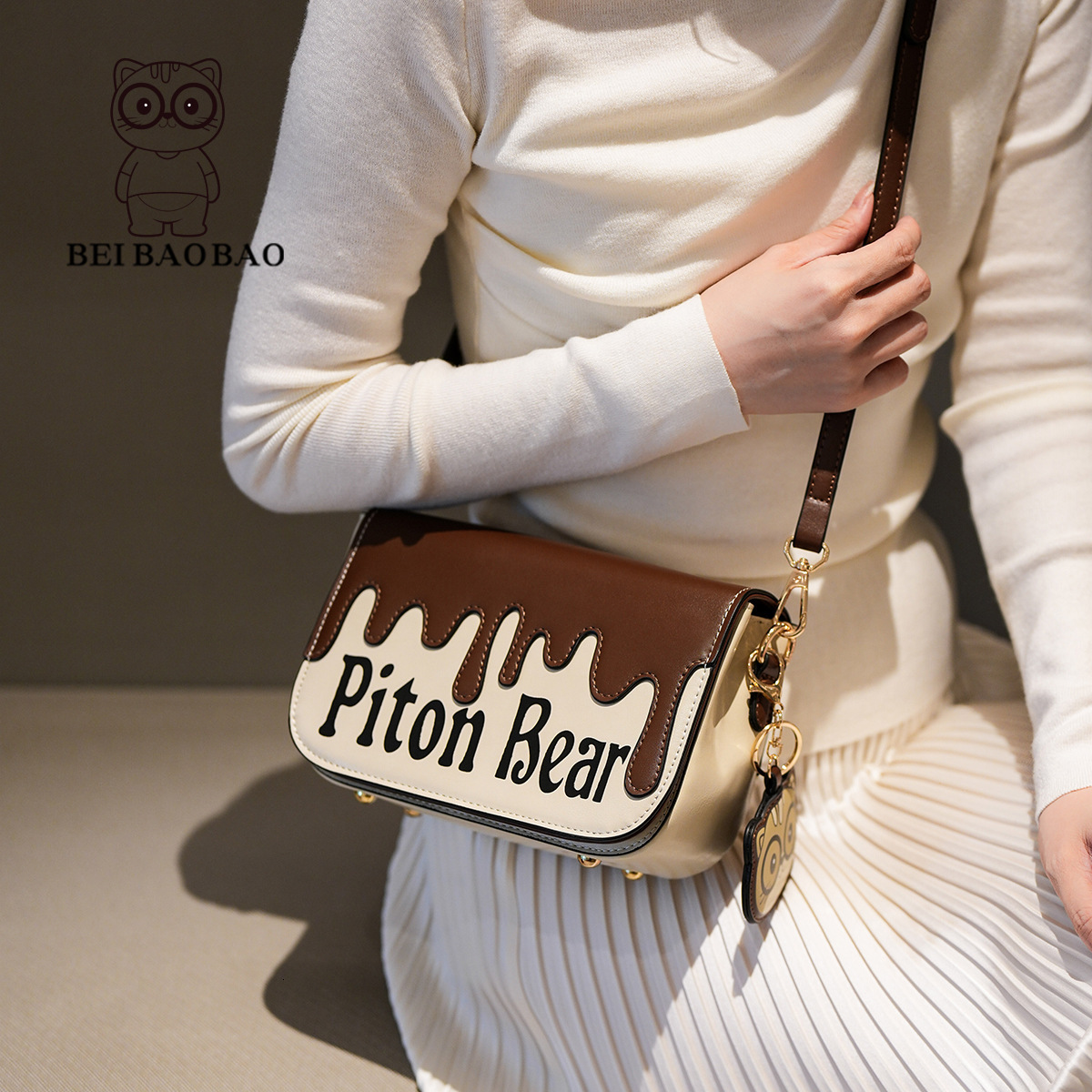 New Cartoon Kitten Stylish Small Square Fashion Commuter Crossbody Shoulder Bag ddmymoon