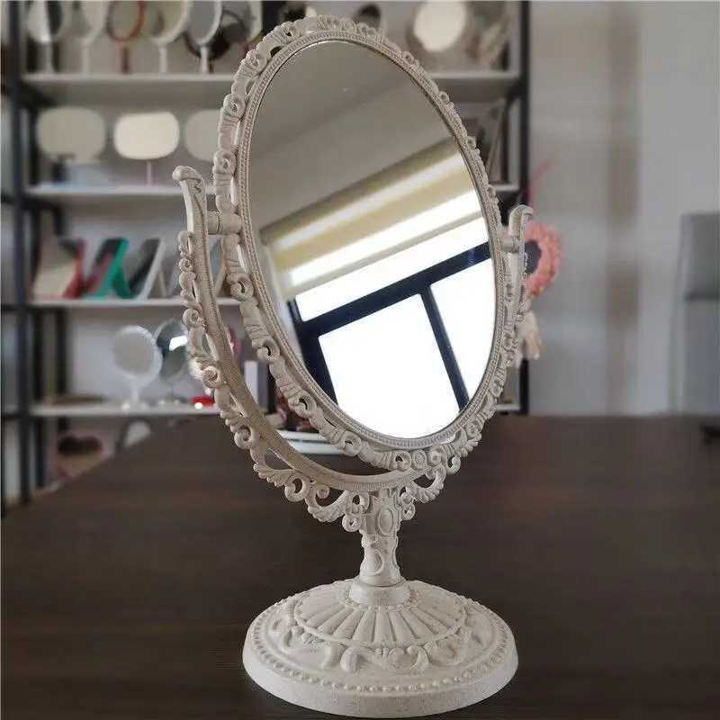 oval-shaped makeup mirror vintage European style makeup mirror 360-degree rotating swivel desktop makeup mirror home decor gift Z250807