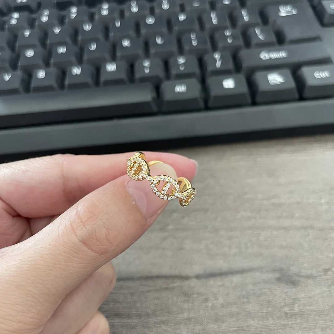 925 sterling silver gold-plated fashionable womens diamond chain ring.wedding ring.holiday gifts Y250808