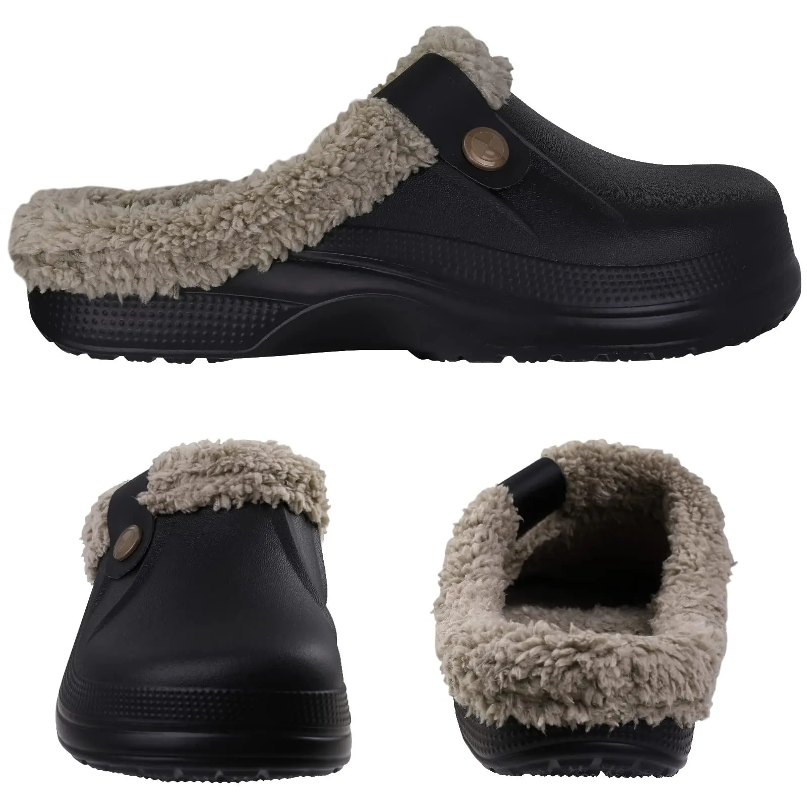 Comwarm Fuzzy House Slippers For Women Men Winter Waterproof Garden Shoes Soft Plush Slippers Outdoor Warm Furry Clogs Slide 250730