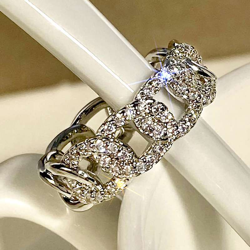 New Round Buckle Cross Ring Minimalism Full Zircon Diamond Finger Ring Jewelry Props Accessories Gifts Geometric Jewelry wholesales drop ship