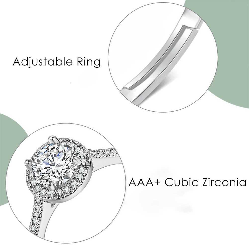 Adjustable Solitaire Rings for Women Bridal Classic Silver Color AAA+Cubic Zirconia Wedding Engagement Marriage Ring Jewelry Y250808