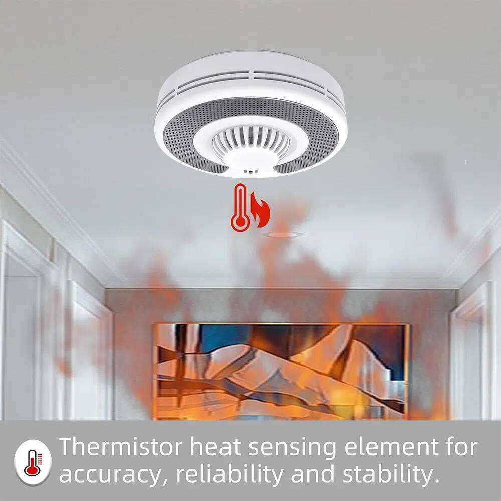V-Come Alarm Sealed 10-Year Li-Battery, Standalone Heat Detector with Big Test and Silence Button VH03