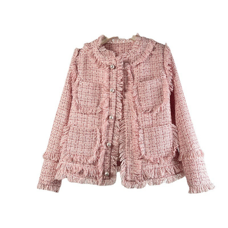 French Style Elegant Elegance Jacket for Women Tweed Autumn Winter New Tassel Slim Fit