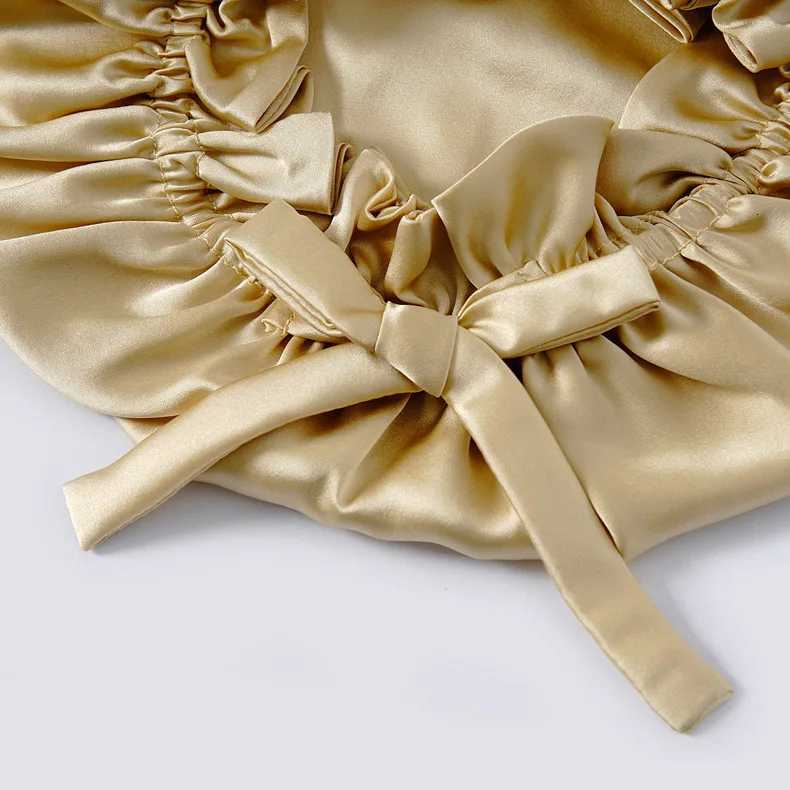 Winsleter Women Double Layer Sleeping Night Cap Mulberry Silk Bonnet Pure Hair Wrap Elastic Headwrap 2024 Summer A43753JC Z250808