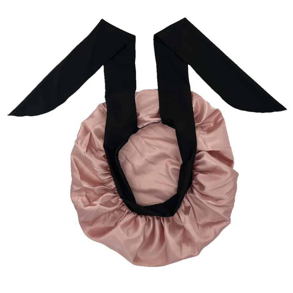 Satin Bonnet Silky Bonnet With Elastic Tie Band Adjustable Straps Hair Bonnet Jumbo Size For Sleeping Satin Bonnet Stretchy Tie Z250808
