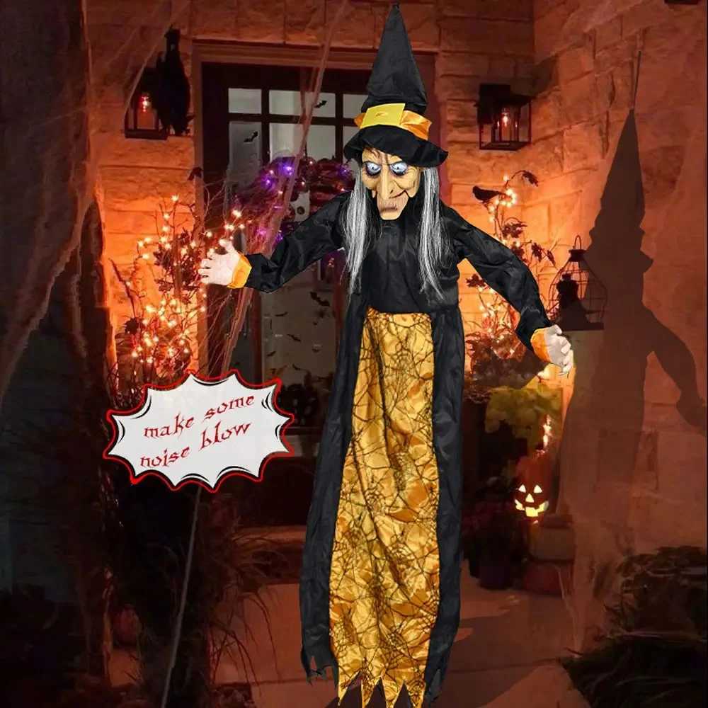 2025 Hot Halloween Decor Talking Witch Outdoor Spooky Animatronic Witch Decor Prop Red Eye Animated Witch Home Festival Decor G250913