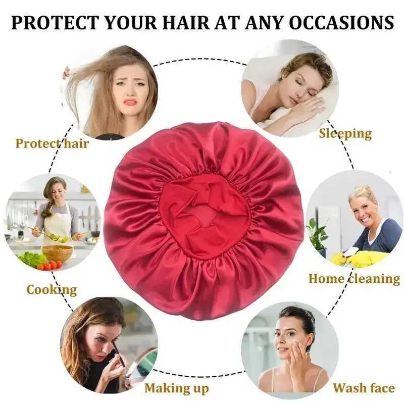 Cotton Bonnets Night Sleeping Cap Large Elastic Wide Soft Band Colorful Silk Hat for Curly Hair Care Beauty Makeup for Women Men Z250808