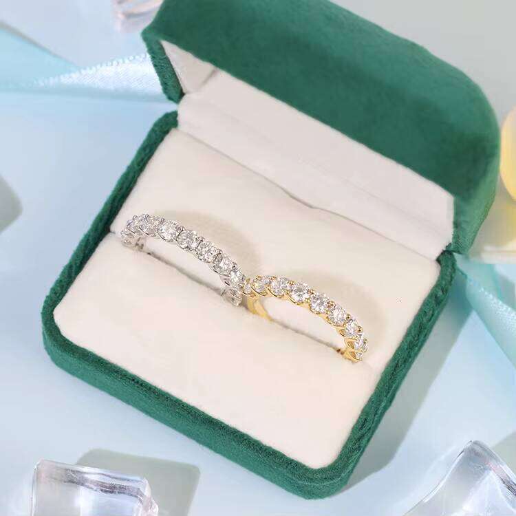 Fine Jewelry Solid Yellow Gold 3mm Round Cut Lab Dia Wedding Ring