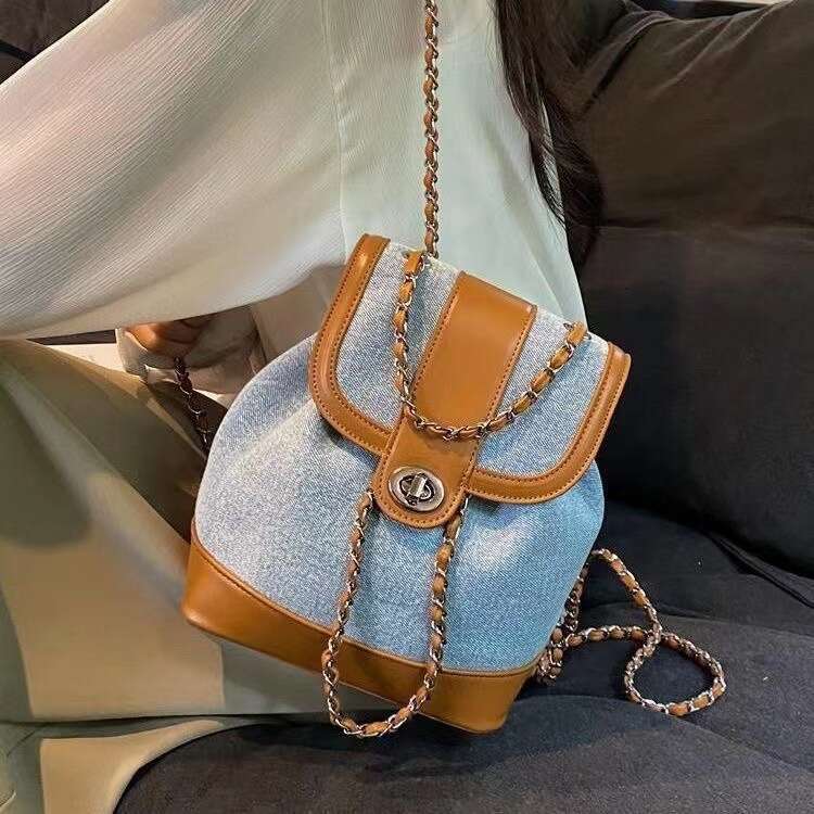 Denim Texture Small for Women 2025 Spring Summer Class Commuting Backpack bags Trendy Designer Student Bag