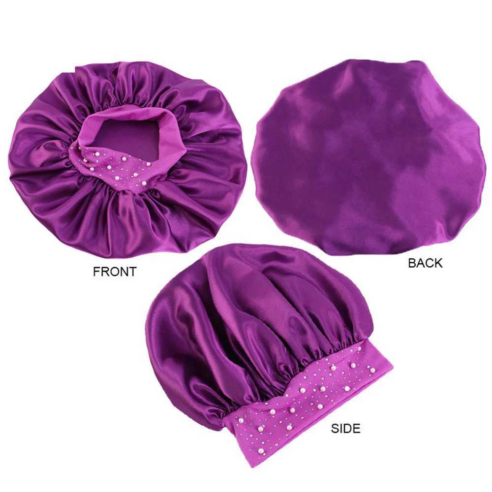 New Satin Sleep Cap Rhinestone Sleeping Bonnet Women Hat Night Hair Care Salon Shower Makeup Headband Muslim Hijab Head Cover Z250808