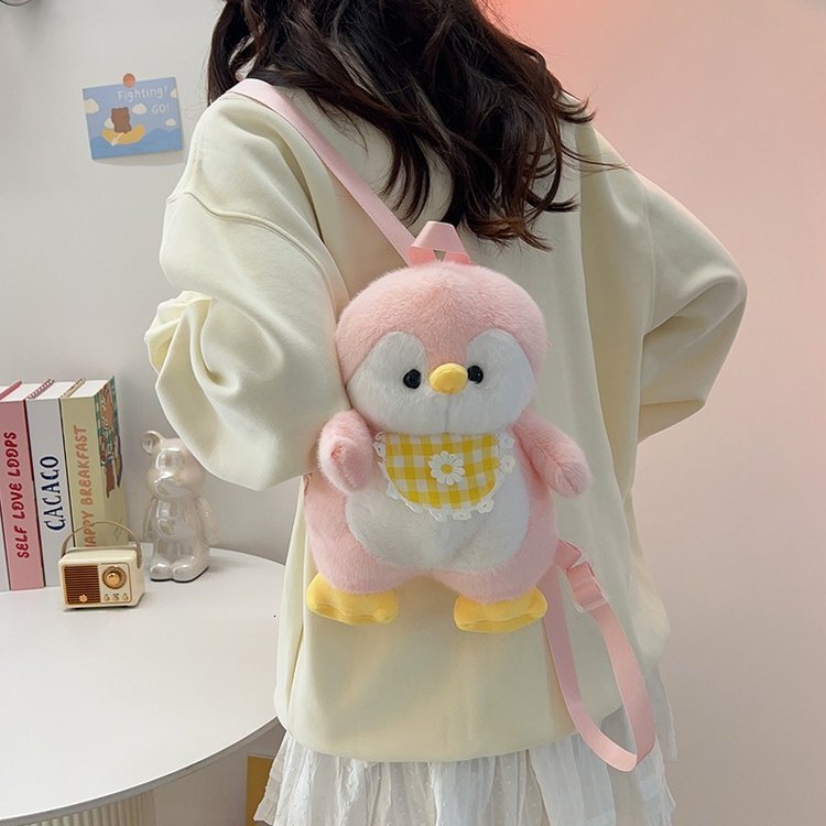2025 Autumn New Women s Backpack Little Penguin Plush Bag New Doll Plush Toy Cute trend Cartoon Girl Backpack Cartoon Backpack New Designer Backpack