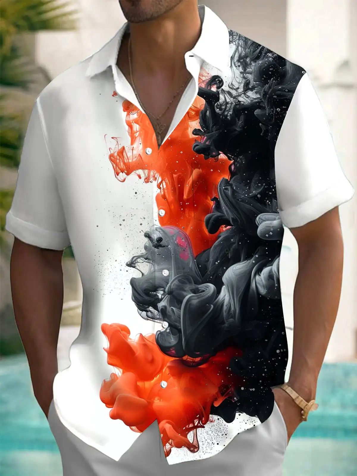Hawaii SpringSummer Fashion Leisure Street Walk Tourist Beach Printed Full Open Short Sleeve Button Shirt Quick y250807