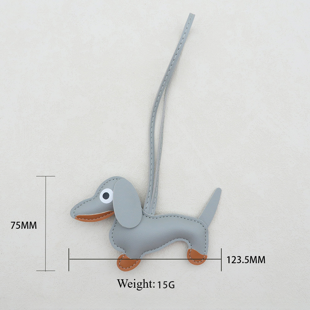 Animal Leather Bag Charms Dachshund Pendant Cartoon Leather Puppy Bag Pendant Mobile Phone Case Accessories Creative Car Accessories