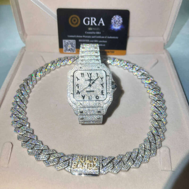 Custom Vvs Moissanite Cuban Link Fashion Jewelry Necklace Hip Hop Iced Out High Quality Sier Miami Chain