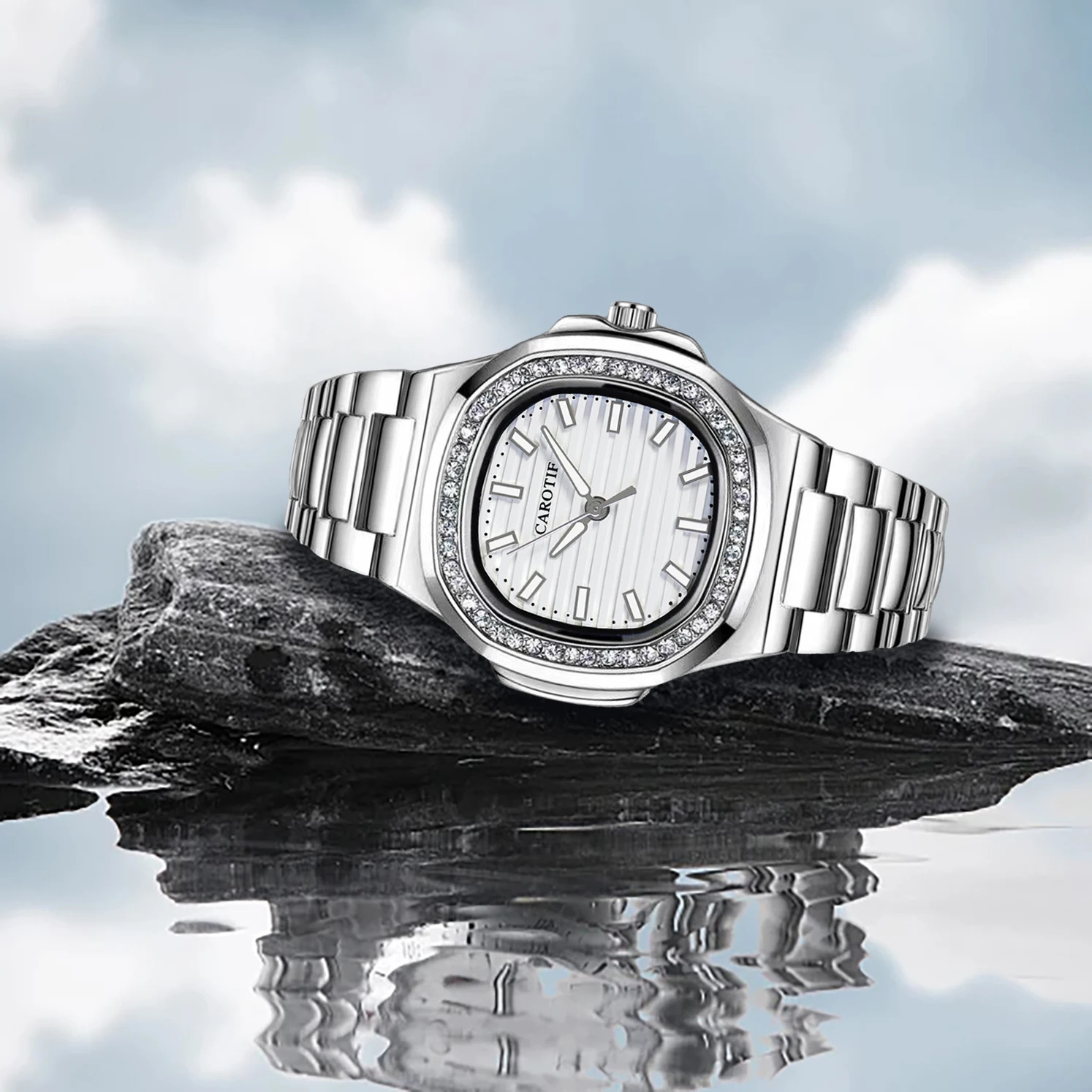 Womens Watch with Advanced Business Light Night Light Square Steel Strip Fully Automatic Mechanical Watch 250807