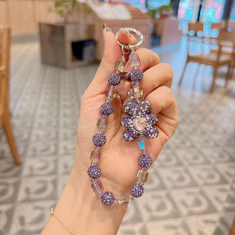 New Clay Bear Crystal Bracelet Creative Rhinestone Exquisite Bead Chain Car Keychain Bag Pendant