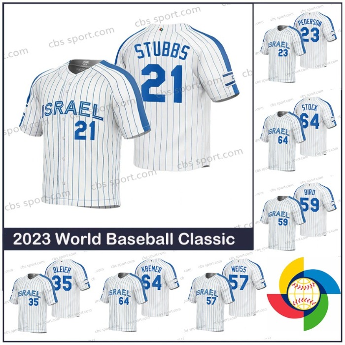 Israel WBC World Baseball Classic Baseball Jerseys Ike Davis Nate Freiman Ryan Lavarnway Corey Baker Jason Marquis Joc Pederson Ian kinsler Men Women Youth