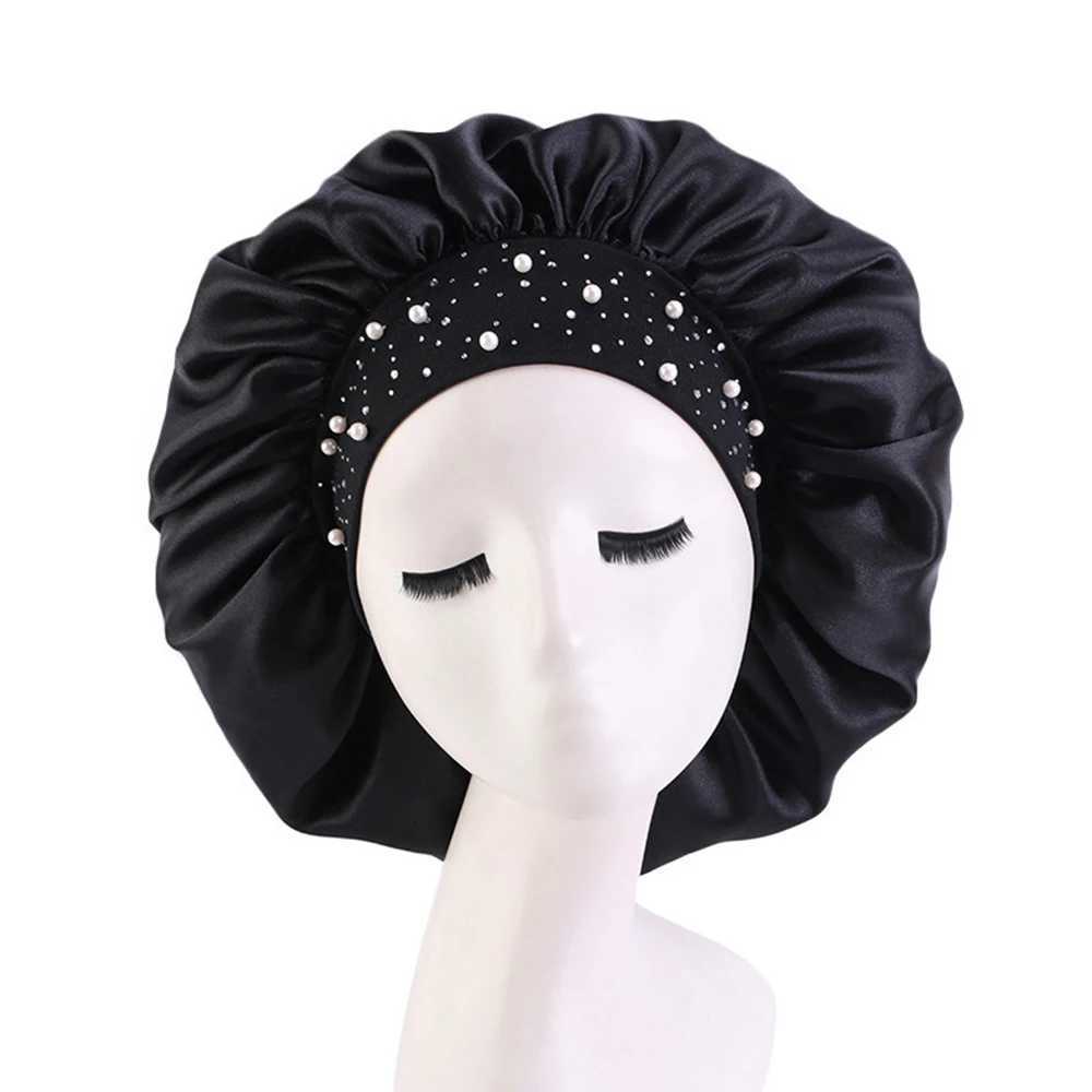 New Satin Sleep Cap Rhinestone Sleeping Bonnet Women Hat Night Hair Care Salon Shower Makeup Headband Muslim Hijab Head Cover Z250808