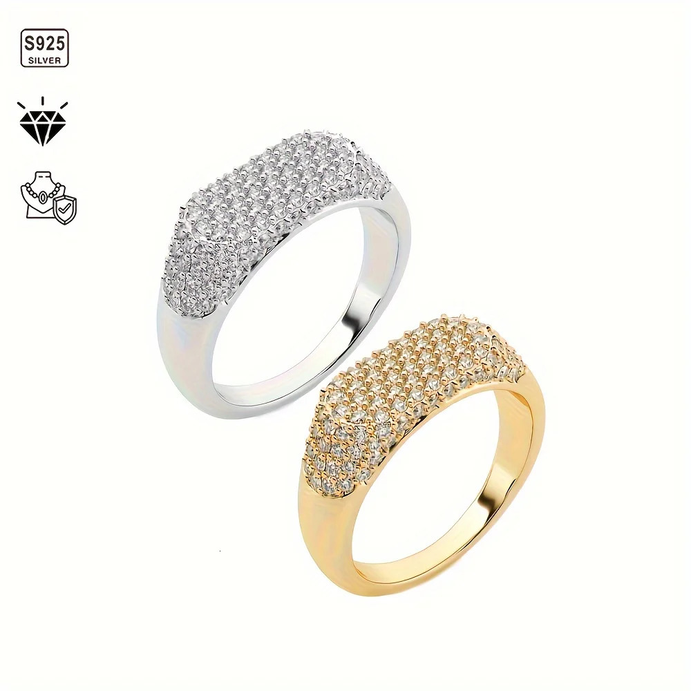 1pc S925 Silver with 3.7 Carat Mens and Womens Band Ring Hip Hop Ring Gemstone Jewelry| gift 250717