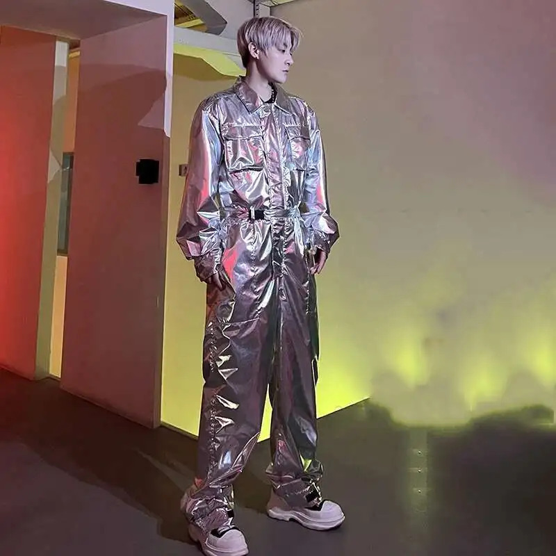 IEFB Performance Mens Overalls Turndown Collar Long Sleeve Jumpsuit Tech Wear 2025 Spring Summer Handsome Stylish 9C7266 250804